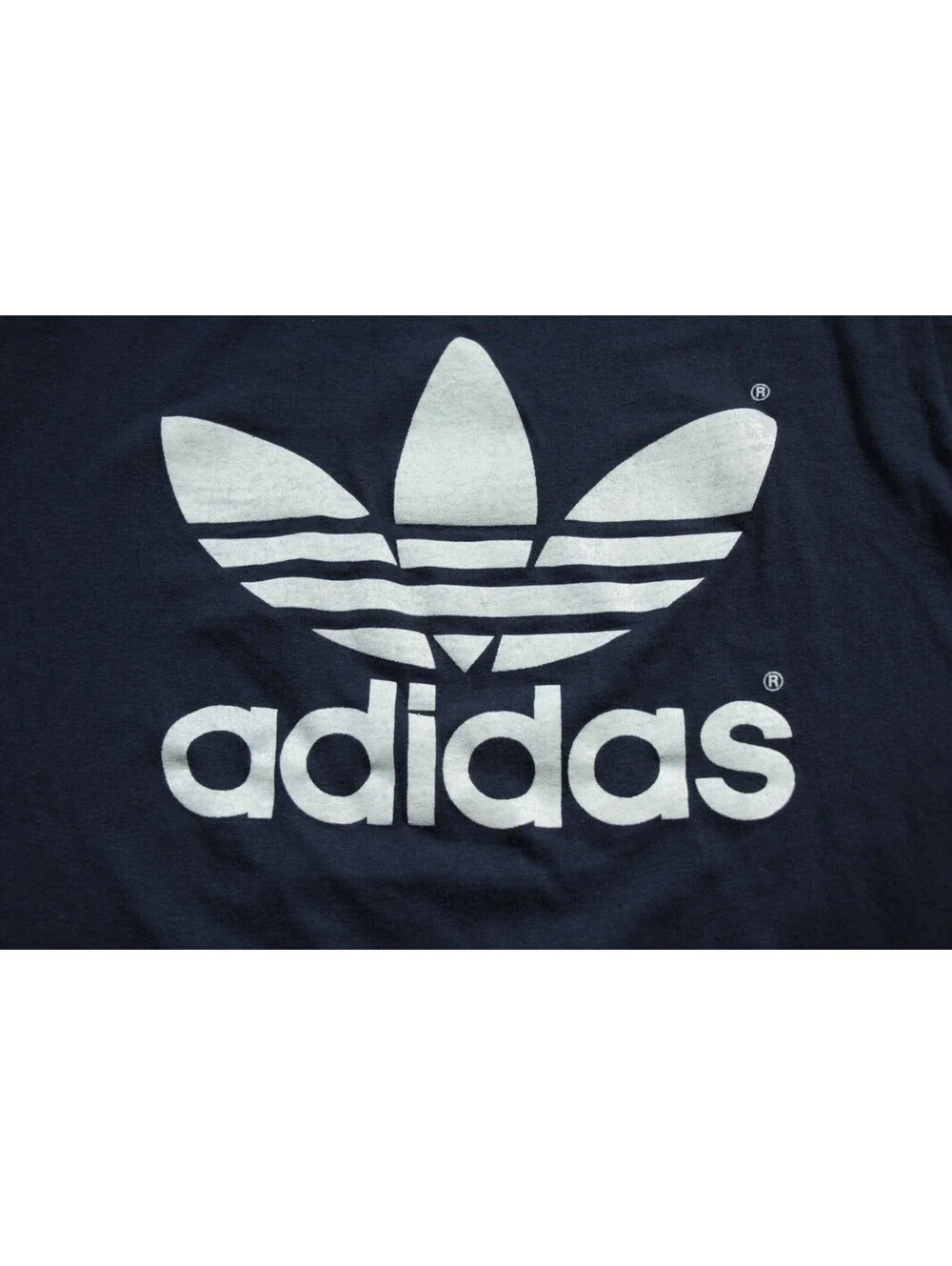 Vintage 80s adidas T-Shirt M Blue Trefoil Logo Double Sided